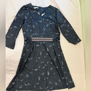 STYLEWE Dark Blue Long Sleeve Dress with Pattern
